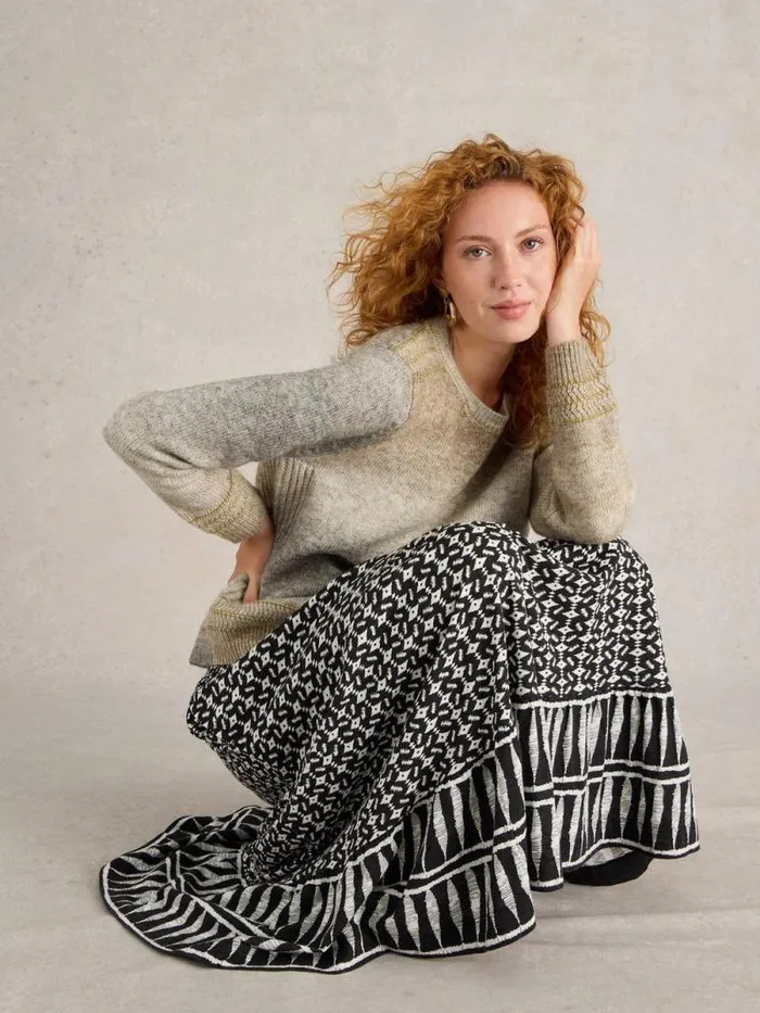 Women LILBET JUMPER Natural Multi White Stuff Knitwear