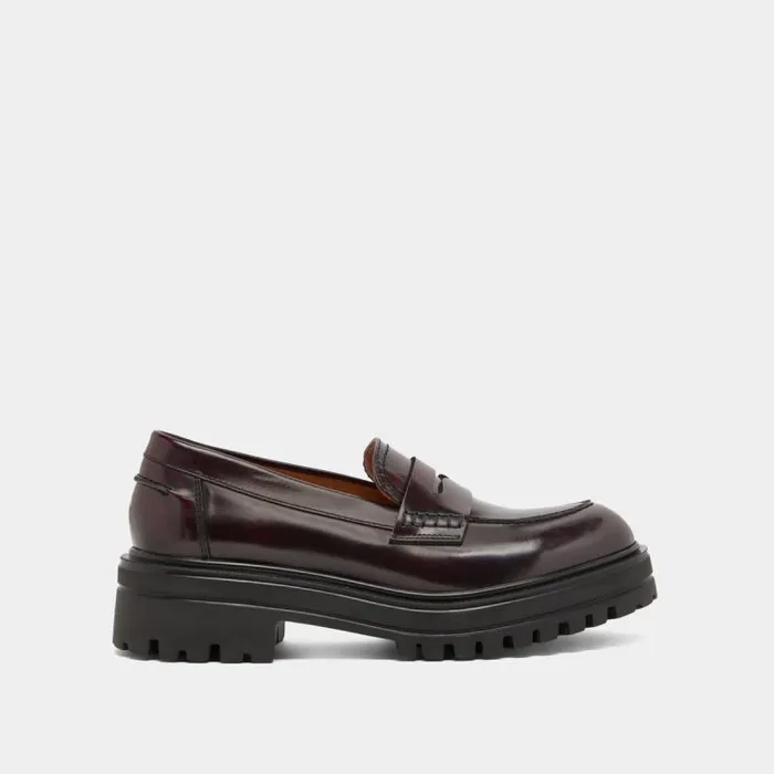 Women Loafer With Notched Soles Burgundy JONAK Loafers
