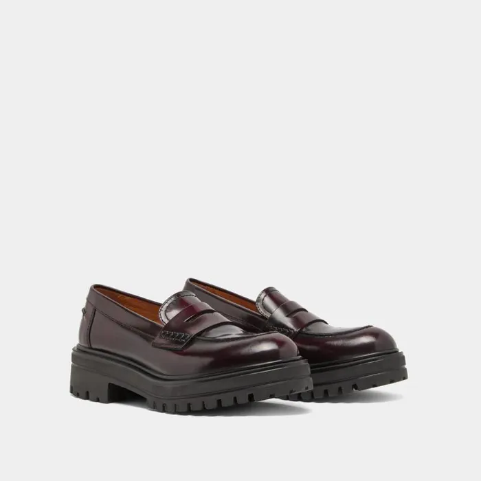 Women Loafer With Notched Soles Burgundy JONAK Loafers