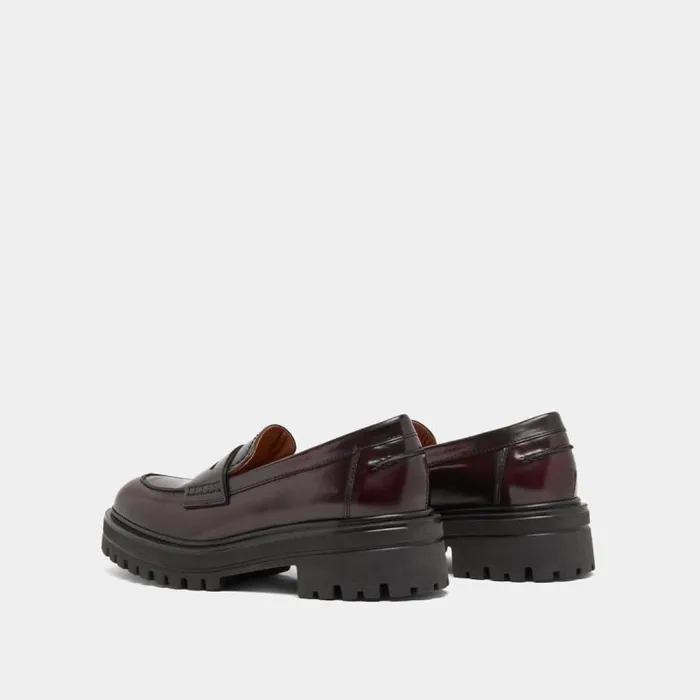 Women Loafer With Notched Soles Burgundy JONAK Loafers