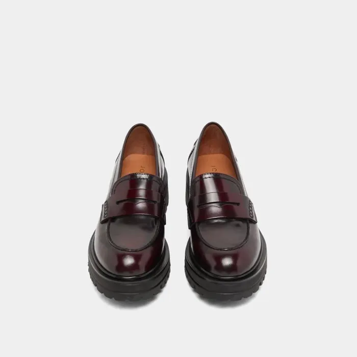 Women Loafer With Notched Soles Burgundy JONAK Loafers