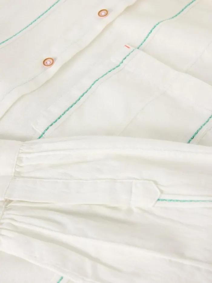 Women Longline Laurel Cotton Shirt Ivory Multi White Stuff Shirts and Blouses
