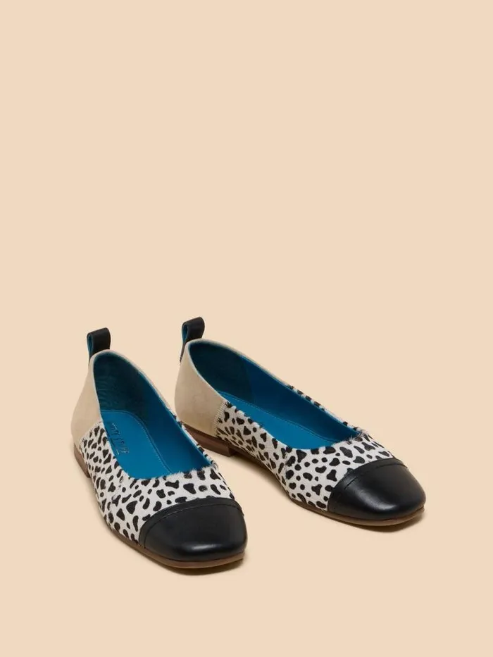 Women Loral Leather Ballet Pump Natural Multi White Stuff Shoes