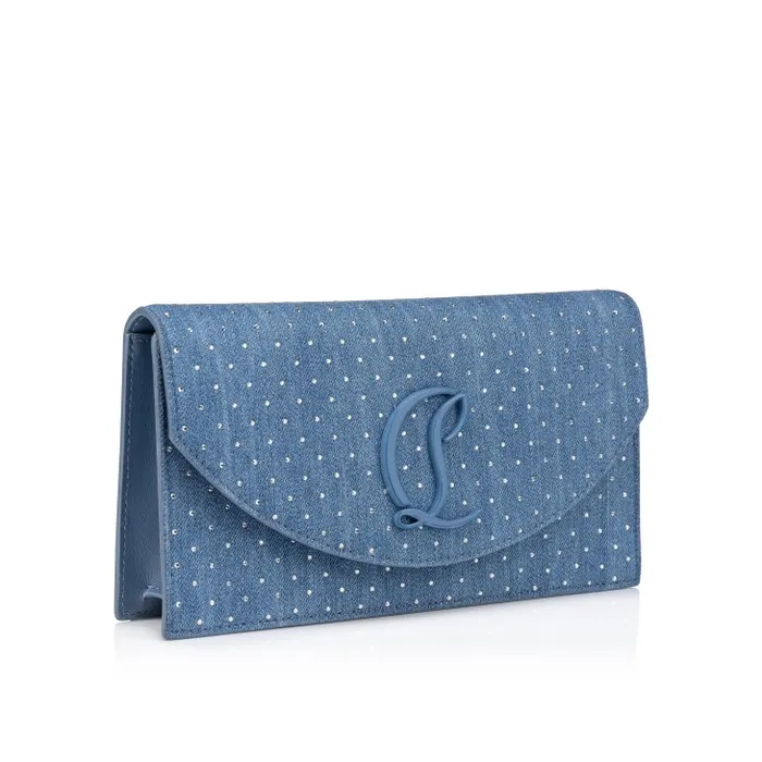 Women Loubi54 Clutch 8211 Denim And Strass 8211 Blue Christian Louboutin Crossbody Bags