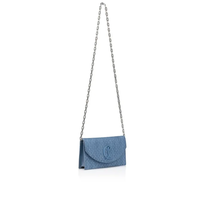 Women Loubi54 Clutch 8211 Denim And Strass 8211 Blue Christian Louboutin Crossbody Bags
