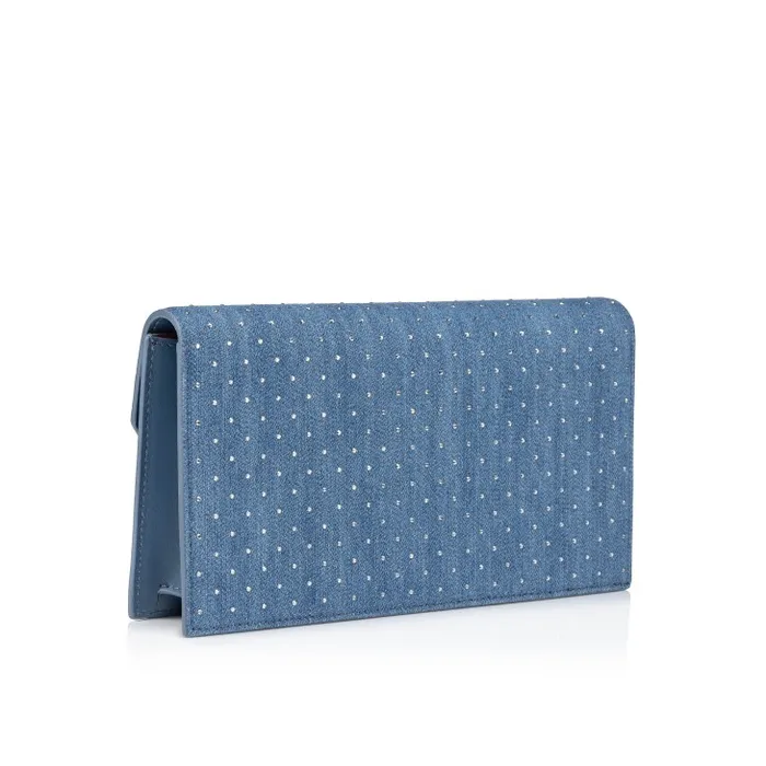 Women Loubi54 Clutch 8211 Denim And Strass 8211 Blue Christian Louboutin Crossbody Bags