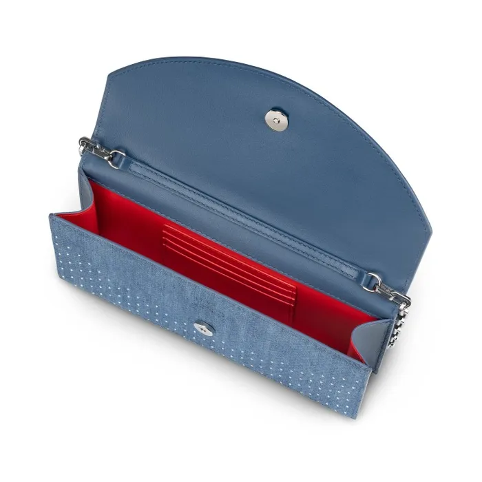 Women Loubi54 Clutch 8211 Denim And Strass 8211 Blue Christian Louboutin Crossbody Bags