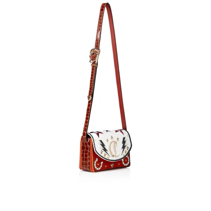 Women Loubi54 Giddy Crossbody Bag 8211 Abrasivato Calf Leather 8211 White Christian Louboutin Shoulder Bags