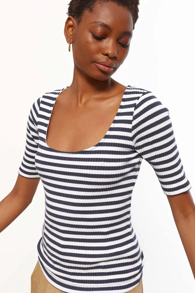 Women Mara Hoffman Tops Monique Top Navy White