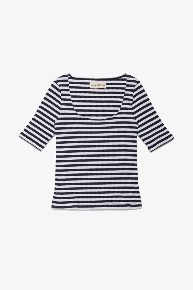 Women Mara Hoffman Tops Monique Top Navy White