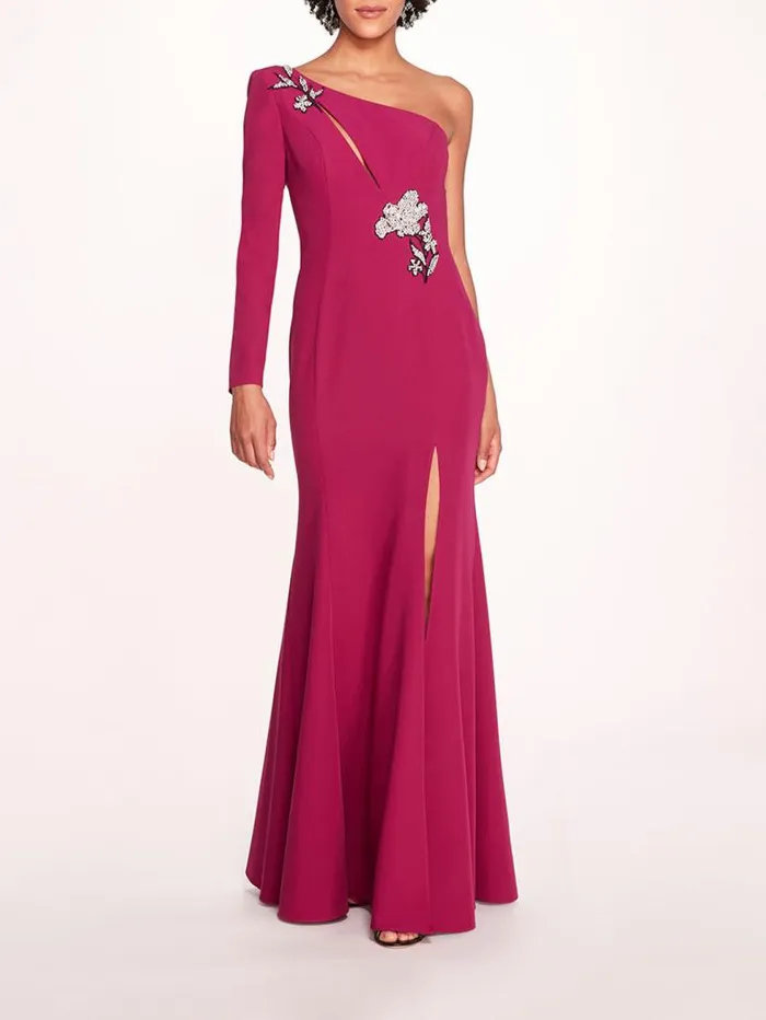Women Marchesa Marchesa Notte Beaded Floral Gown Berry