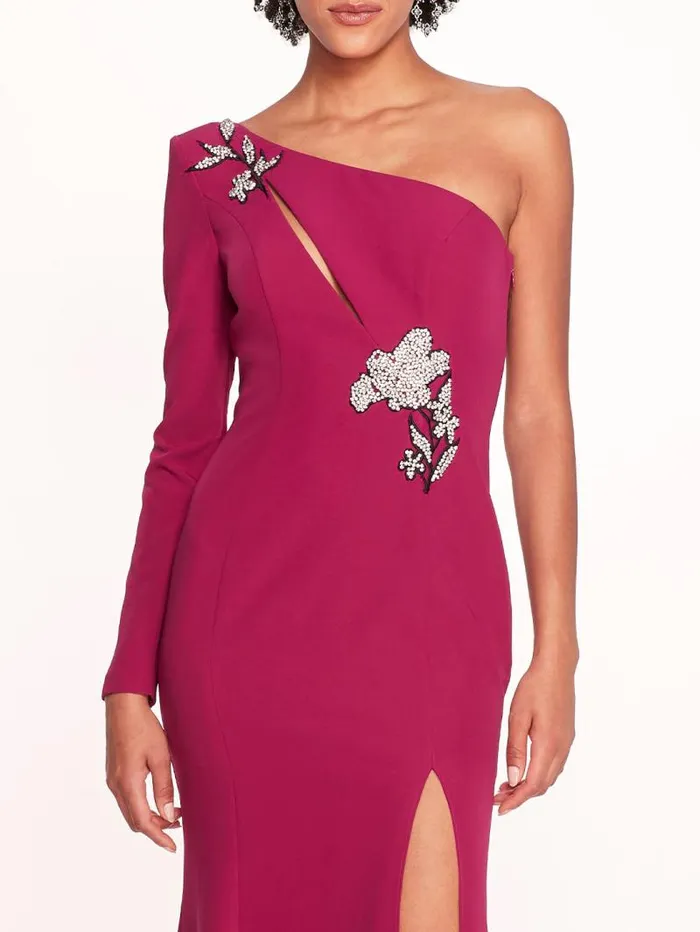 Women Marchesa Marchesa Notte Beaded Floral Gown Berry