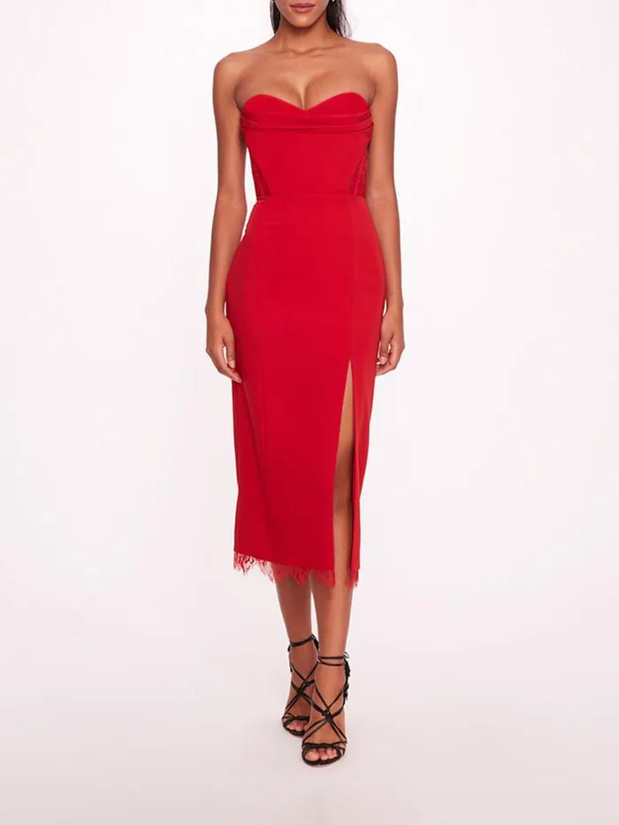 Women Marchesa Marchesa Notte Draped Bodice Crepe Dress Red