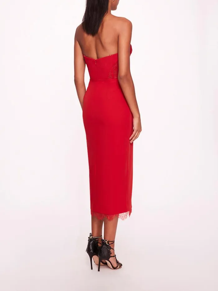 Women Marchesa Marchesa Notte Draped Bodice Crepe Dress Red