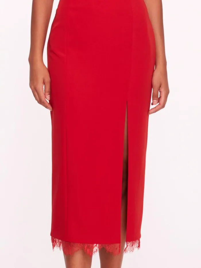 Women Marchesa Marchesa Notte Draped Bodice Crepe Dress Red