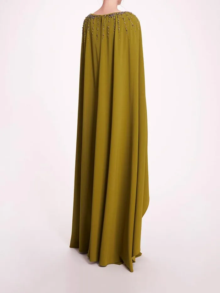 Women Marchesa Marchesa Notte Embellished Cape Gown Olive