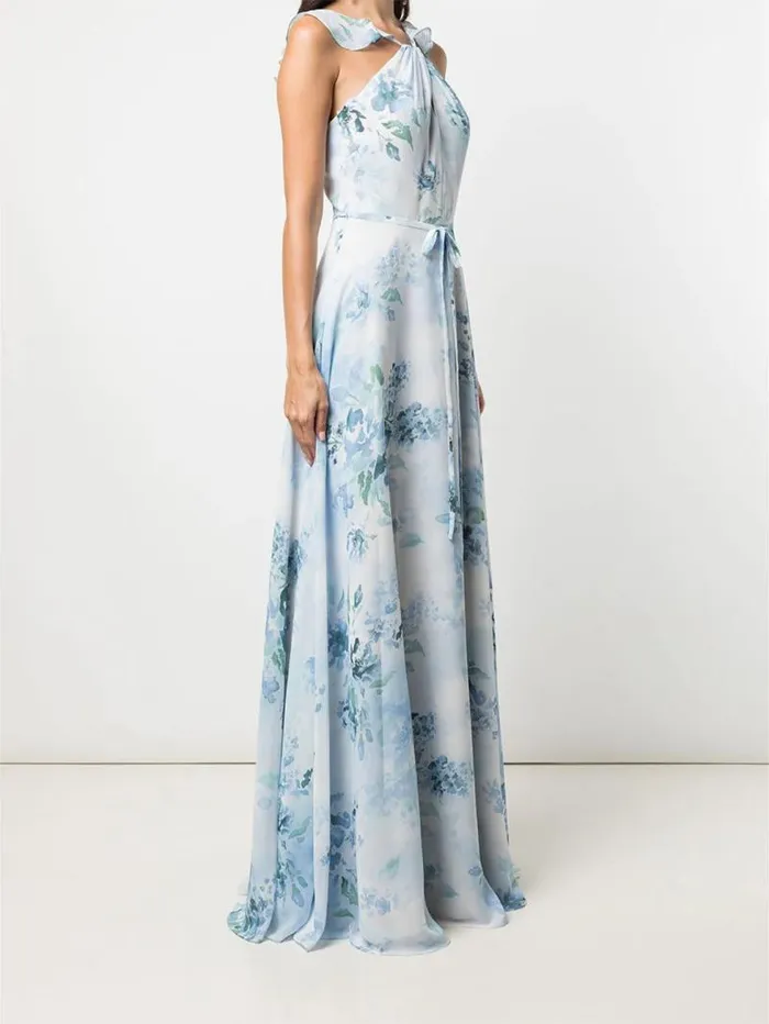 Women Marchesa Marchesa Notte Pavia Printed Dusty Blue