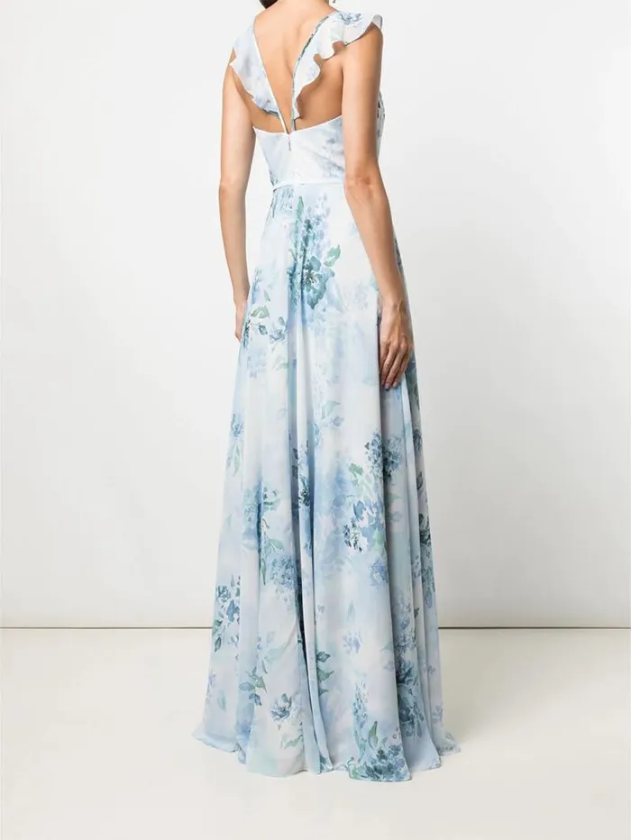 Women Marchesa Marchesa Notte Pavia Printed Dusty Blue