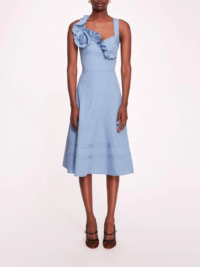 Women Marchesa Marchesa Rosa Rosette Ruffle Sundress Denim Blue