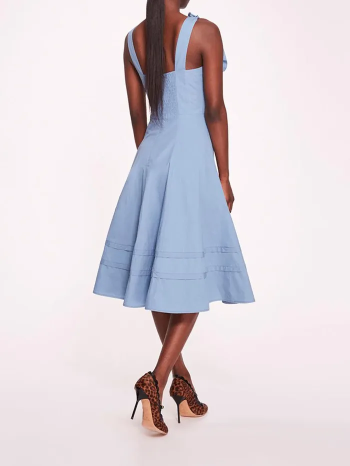 Women Marchesa Marchesa Rosa Rosette Ruffle Sundress Denim Blue
