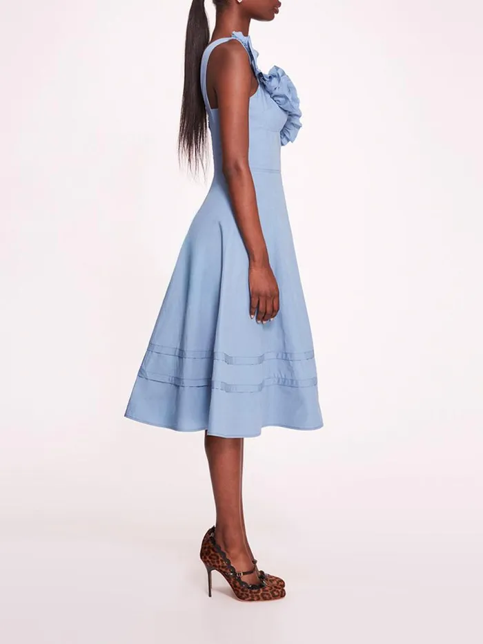 Women Marchesa Marchesa Rosa Rosette Ruffle Sundress Denim Blue
