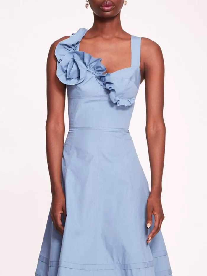 Women Marchesa Marchesa Rosa Rosette Ruffle Sundress Denim Blue