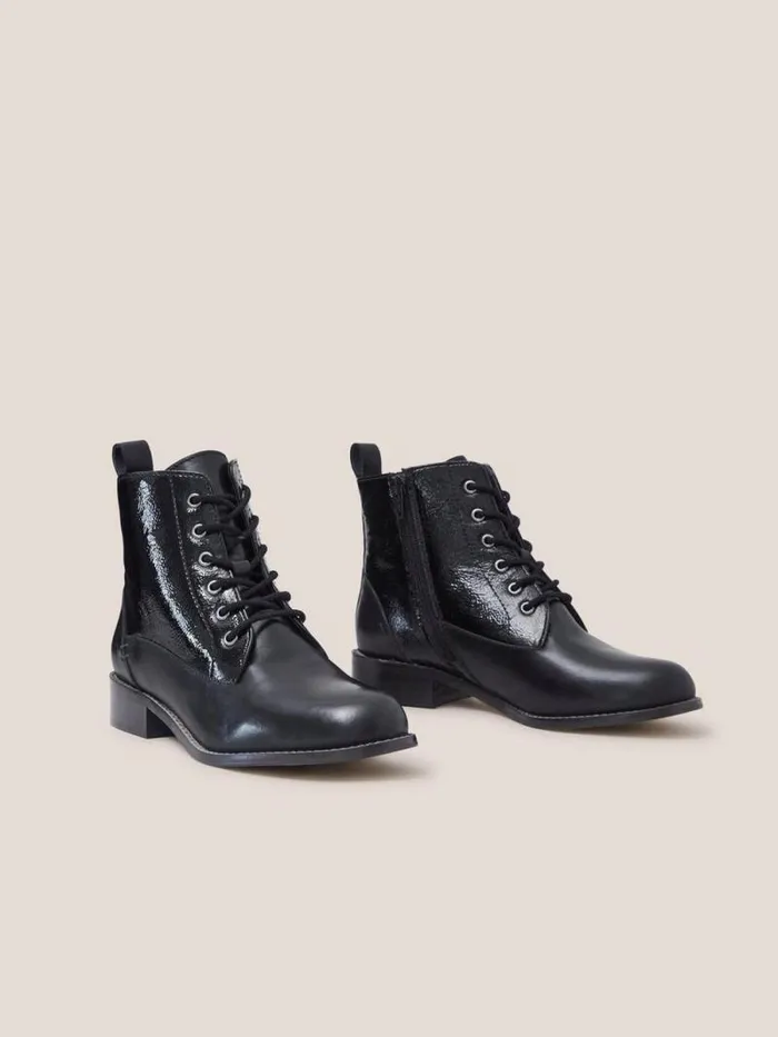 Women Margot Leather Ankle Boot Pure Black White Stuff Boots
