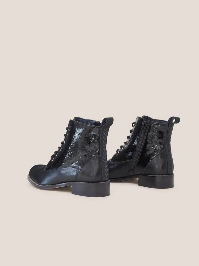 Women Margot Leather Ankle Boot Pure Black White Stuff Boots