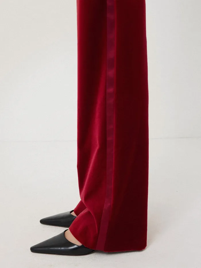 Women Mason Velvet Trouser Red Jigsaw Coords