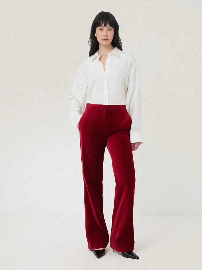 Women Mason Velvet Trouser Red Jigsaw Coords
