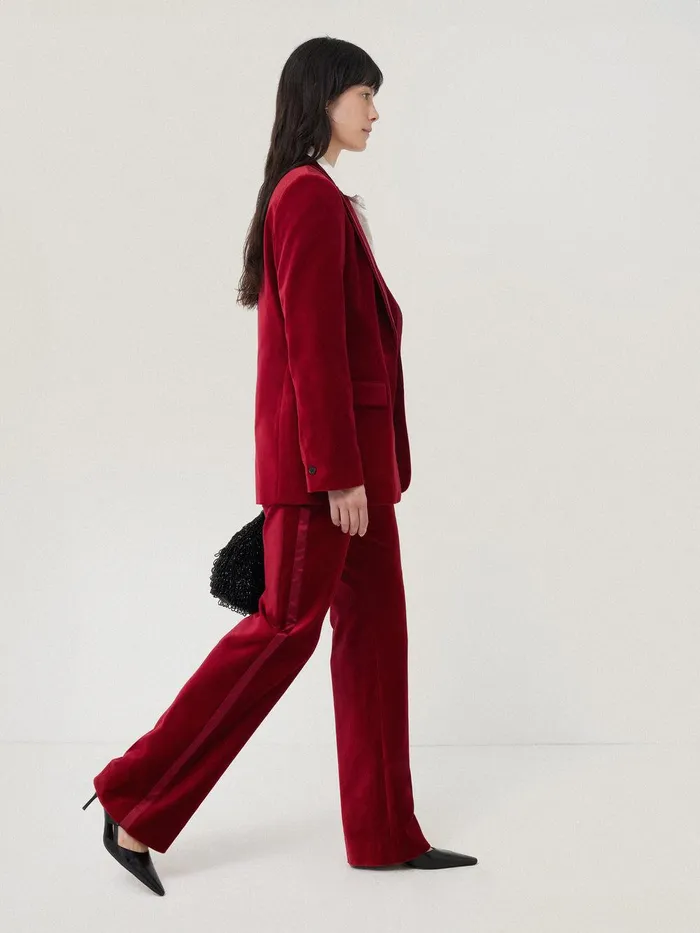 Women Mason Velvet Trouser Red Jigsaw Coords