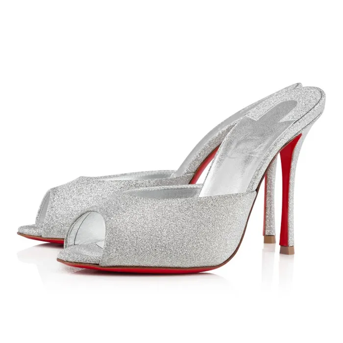 Women Me Dolly 100 Mm Mules 8211 Glittered Calf Leather 8211 Silver Christian Louboutin Mules