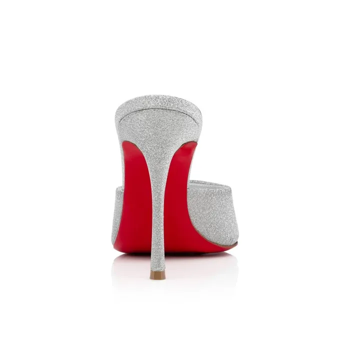 Women Me Dolly 100 Mm Mules 8211 Glittered Calf Leather 8211 Silver Christian Louboutin Mules