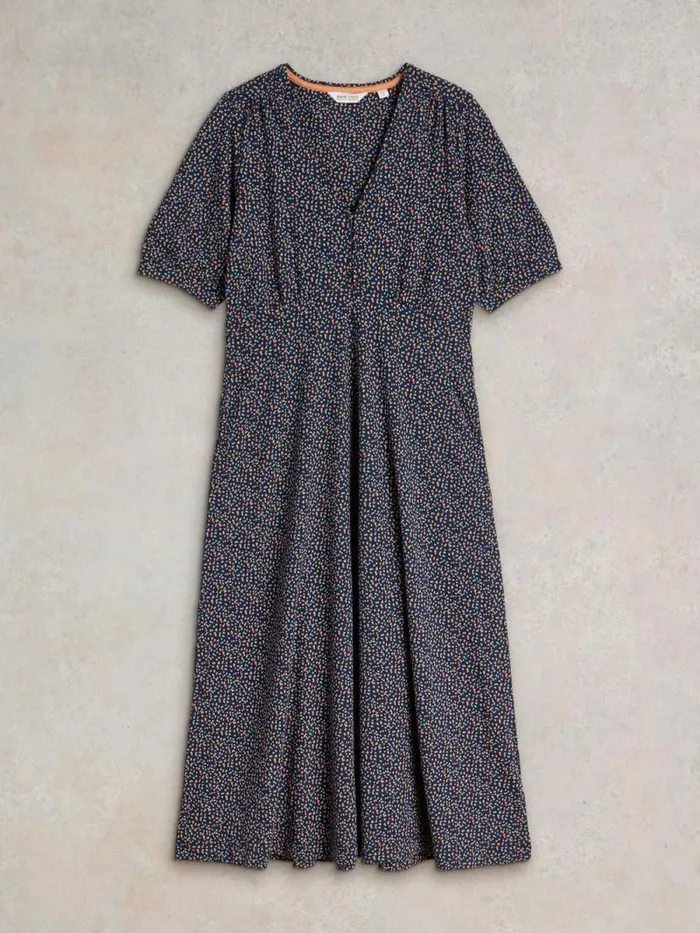 Women Megan V Neck Jersey Midi Dress Navy Print White Stuff Dresses