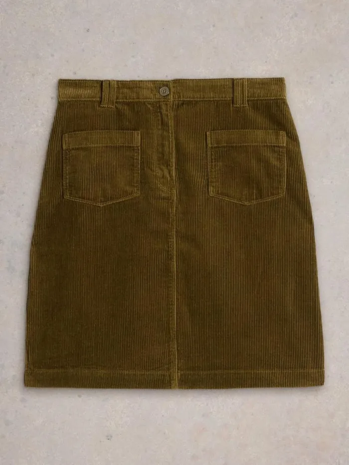 Women Melody Organic Cord Knee Length Skirt Khaki Green White Stuff Skirts Women Melody Organic Cord Knee Length Skirt Khaki Green White Stuff Skirts