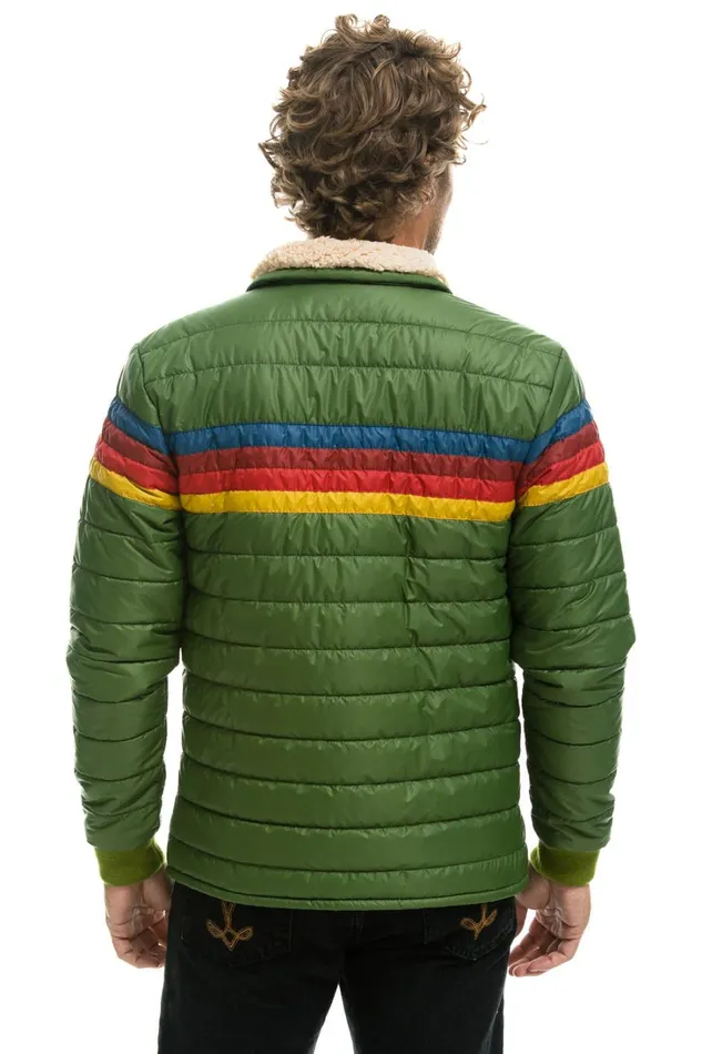 WomenMen Outerwear Aviator Nation 4 STRIPE RAINBOW SLEEVE JACKET 8211 GARDEN GREEN