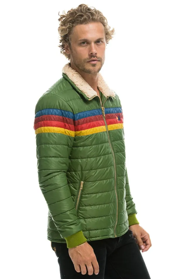 WomenMen Outerwear Aviator Nation 4 STRIPE RAINBOW SLEEVE JACKET 8211 GARDEN GREEN