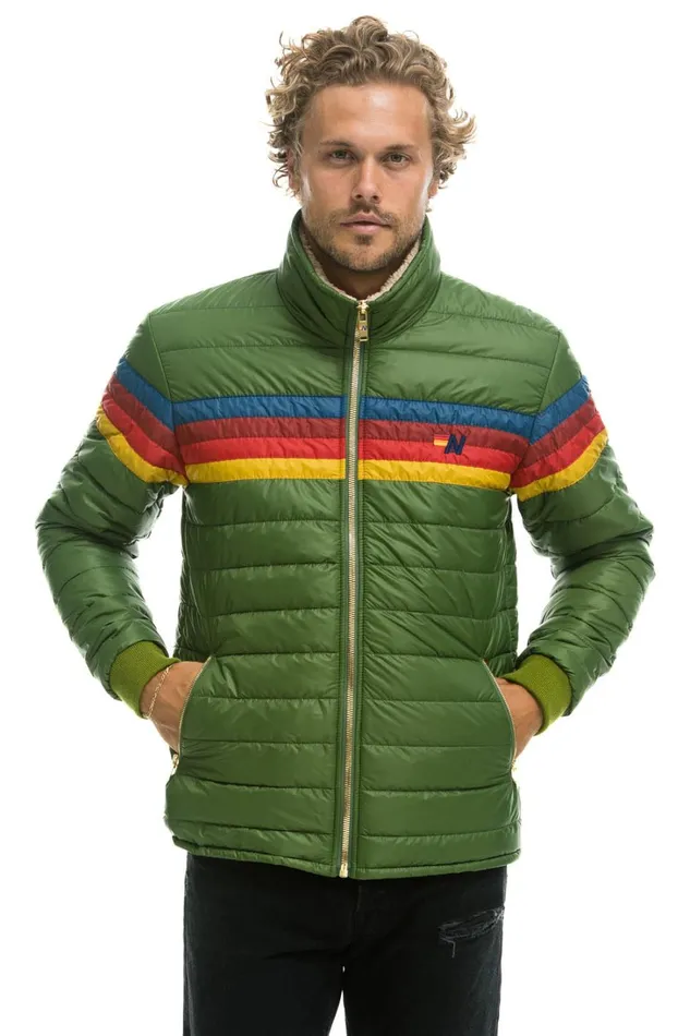 WomenMen Outerwear Aviator Nation 4 STRIPE RAINBOW SLEEVE JACKET 8211 GARDEN GREEN