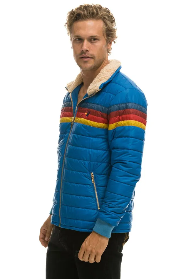 WomenMen Outerwear Aviator Nation 4 STRIPE RAINBOW SLEEVE JACKET 8211 SNORKEL BLUE WomenMen Outerwear Aviator Nation 4 STRIPE RAINBOW SLEEVE JACKET 8211 SNORKEL BLUE