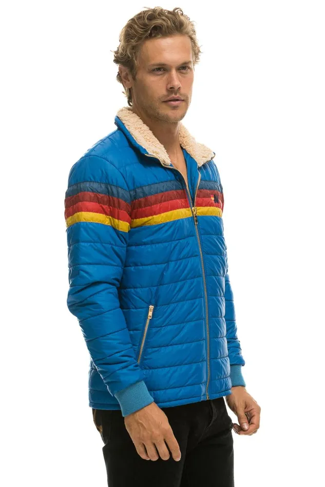 WomenMen Outerwear Aviator Nation 4 STRIPE RAINBOW SLEEVE JACKET 8211 SNORKEL BLUE WomenMen Outerwear Aviator Nation 4 STRIPE RAINBOW SLEEVE JACKET 8211 SNORKEL BLUE