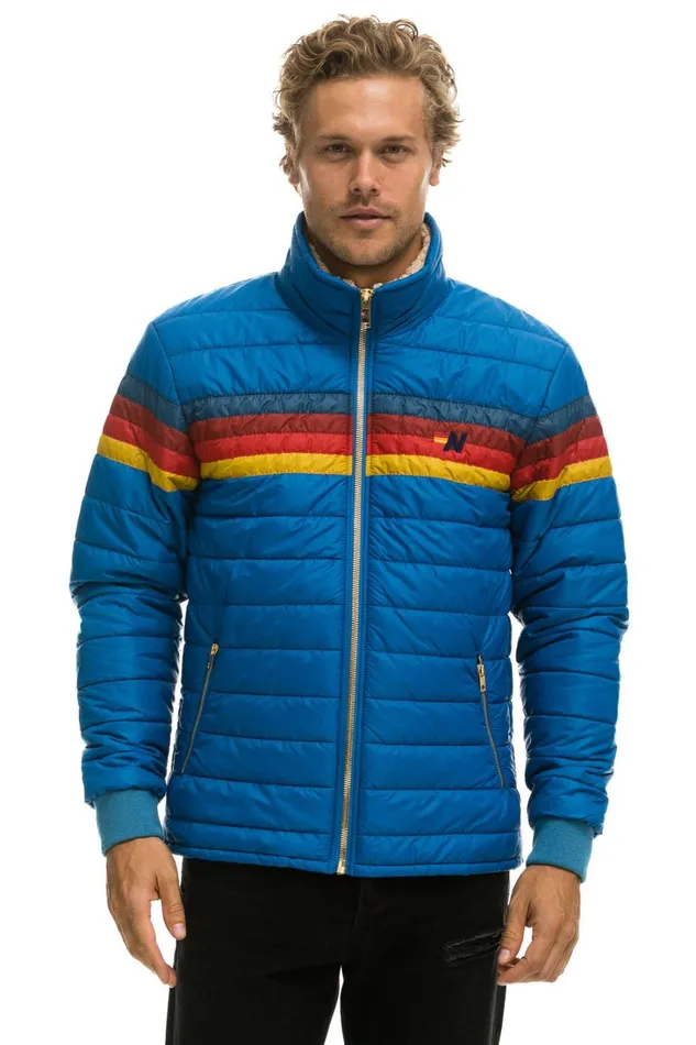 WomenMen Outerwear Aviator Nation 4 STRIPE RAINBOW SLEEVE JACKET 8211 SNORKEL BLUE WomenMen Outerwear Aviator Nation 4 STRIPE RAINBOW SLEEVE JACKET 8211 SNORKEL BLUE