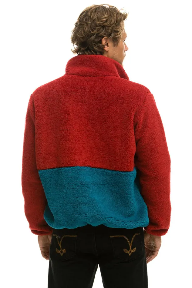 WomenMen Outerwear Aviator Nation TEDDY UNISEX HALF ZIP COLOR BLOCK JACKET 8211 CHERRY WomenMen Outerwear Aviator Nation TEDDY UNISEX HALF ZIP COLOR BLOCK JACKET 8211 CHERRY