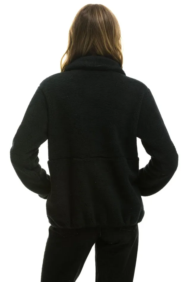 WomenMen Outerwear Aviator Nation TEDDY UNISEX HALF ZIP JACKET 8211 BLACK