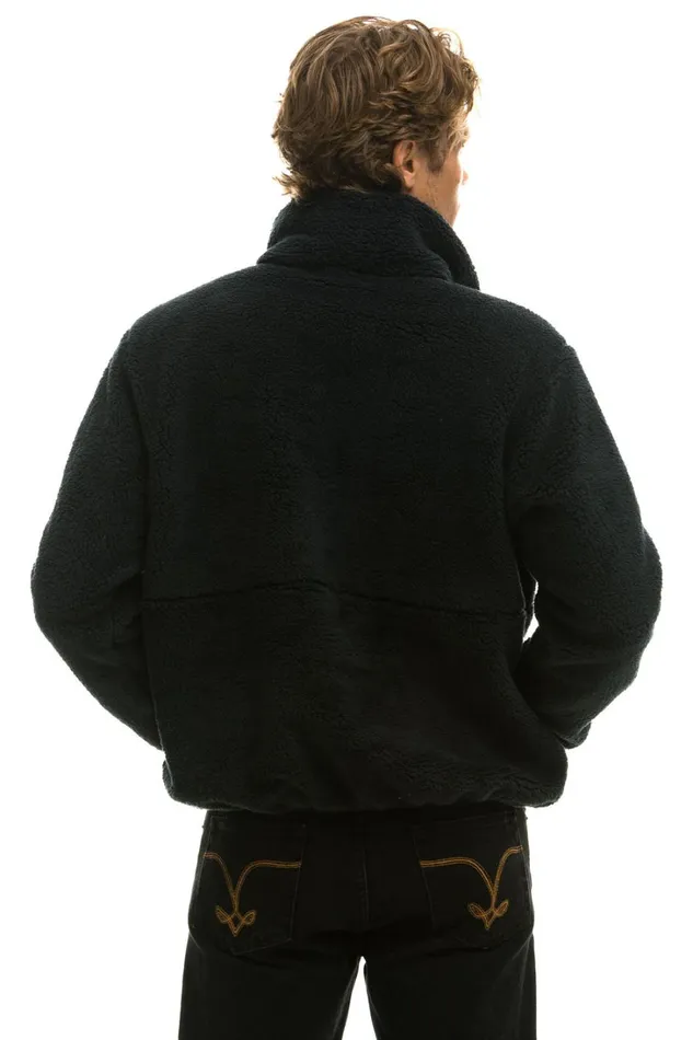 WomenMen Outerwear Aviator Nation TEDDY UNISEX HALF ZIP JACKET 8211 BLACK