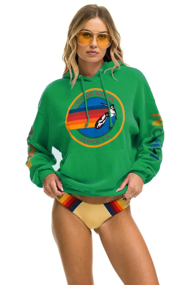 WomenMen Tops Aviator Nation AVIATOR NATION RELAXED PULLOVER HOODIE 8211 KELLY GREEN