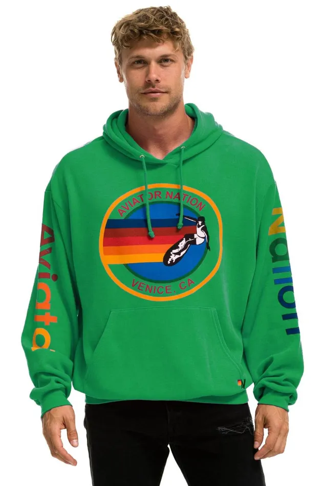 WomenMen Tops Aviator Nation AVIATOR NATION RELAXED PULLOVER HOODIE 8211 KELLY GREEN WomenMen Tops Aviator Nation AVIATOR NATION RELAXED PULLOVER HOODIE 8211 KELLY GREEN