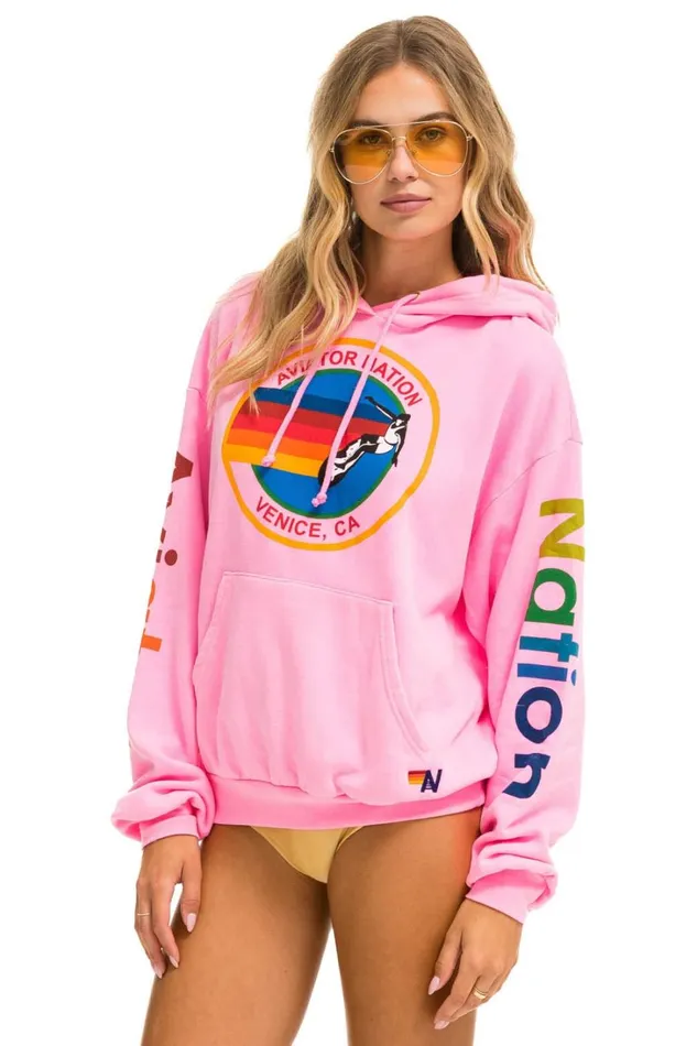 WomenMen Tops Aviator Nation AVIATOR NATION RELAXED PULLOVER HOODIE 8211 NEON PINK WomenMen Tops Aviator Nation AVIATOR NATION RELAXED PULLOVER HOODIE 8211 NEON PINK