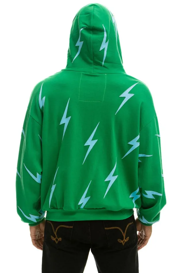 WomenMen Tops Aviator Nation BOLT STITCH REPEAT RELAXED ZIP HOODIE WITH POCKET ZIPPERS 8211 KELLY GREEN BLUE