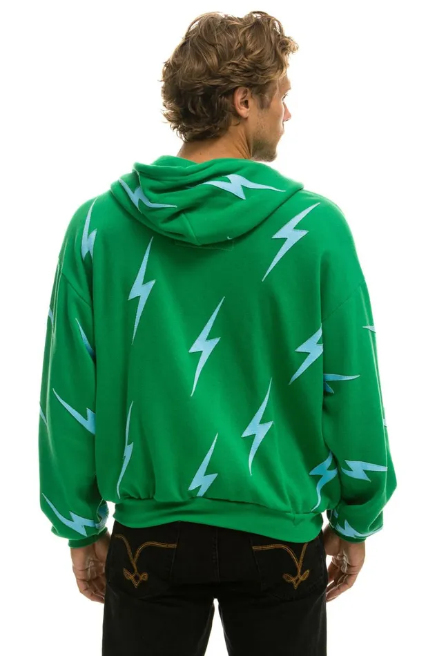 WomenMen Tops Aviator Nation BOLT STITCH REPEAT RELAXED ZIP HOODIE WITH POCKET ZIPPERS 8211 KELLY GREEN BLUE
