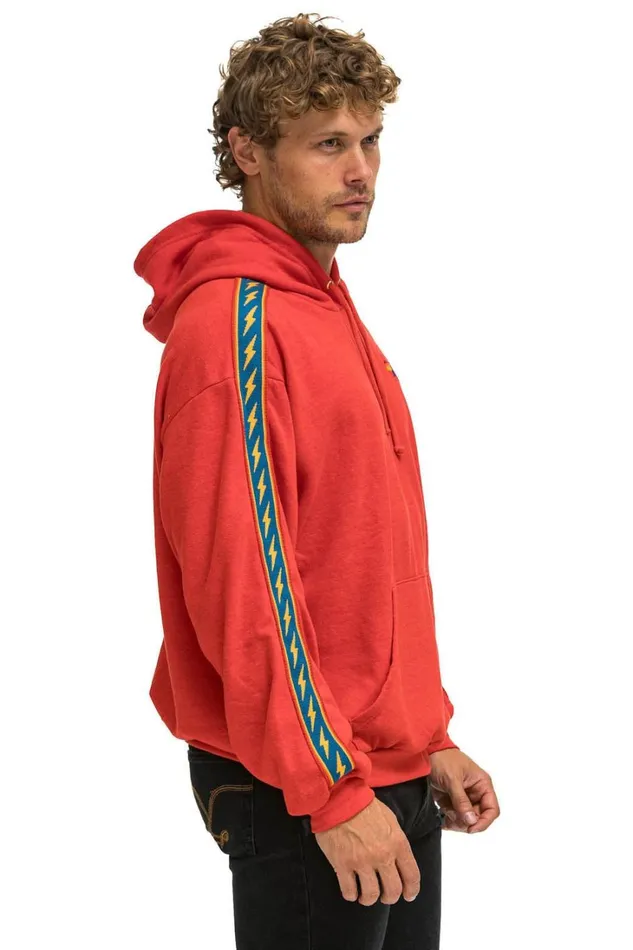 WomenMen Tops Aviator Nation BOLT STRIPE RELAXED PULLOVER HOODIE 8211 RED